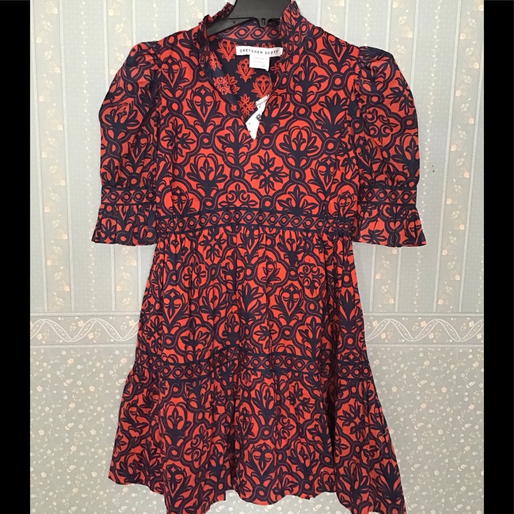 Gretchen Scott Designs Red and Black Patterned Dress